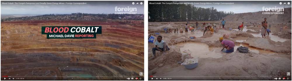 오스트레일리아 공영방송 ABC News In-depth 유튜브 "Blood Cobalt: The Congo's Dangerous and Deadly Green Energy Mines | Foreign Correspondent" 영상 갈무리.